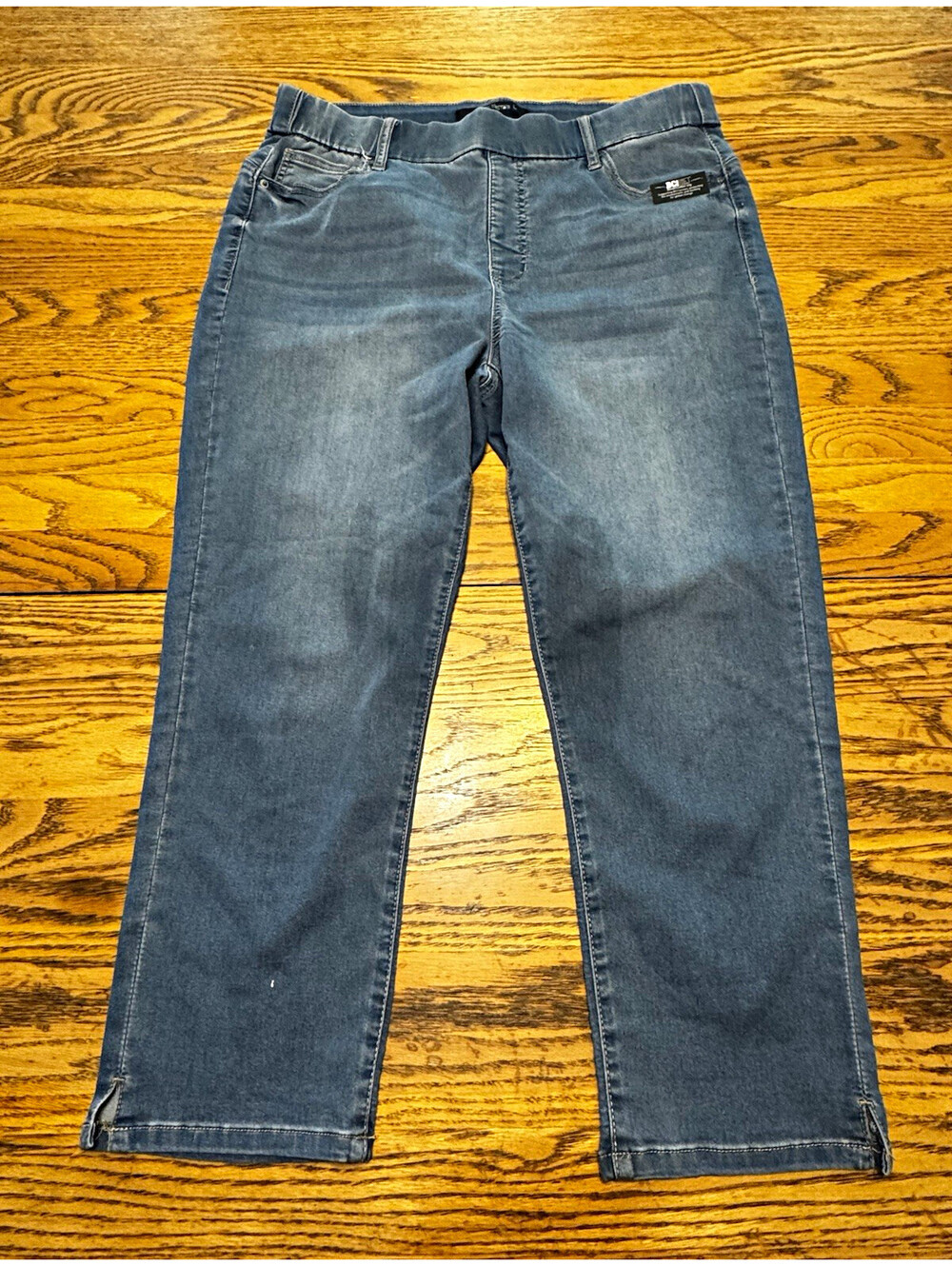Stitch Star Womens L Medium Wash Pull-On Stretch Straight Mid Rise Jeans NWT